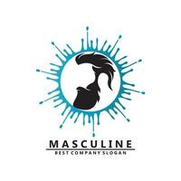 masculine man logo icon vector with beard, handsome cool dignified appearance