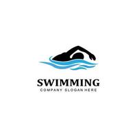 icono vectorial del logotipo de la piscina, atleta nadador, inspiración conceptual vector