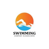 icono vectorial del logotipo de la piscina, atleta nadador, inspiración conceptual