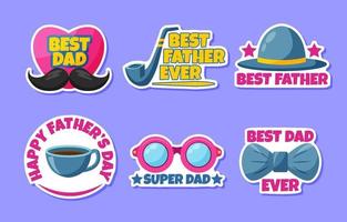 Set of Happy Father Day Sticker vector