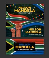 conjunto de banners del día internacional de nelson mandela vector