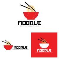 A collection of noodle logo inspiration. Chinese food and bowl design template. Retro Concept Illustration vector