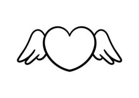 hand drawn illustration of a heart with wings 2 vector