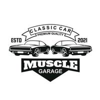 American Muscle Car Logo Vector.Vintage design, old style or classic car garage, shop, car restoration repair and racing, retro concept vector