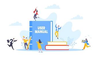 User manual guide book flat style design vector illustration.