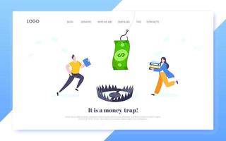 Fishing money chase business concept with business people running after dangling dollar and trying to catch it. vector