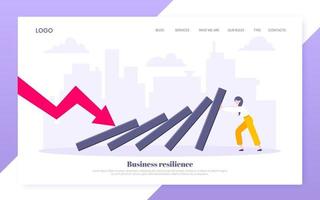 Domino effect or business resilience metaphor vector illustration website concept.