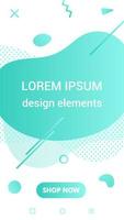 Modern vertical mobile liquid abstract shape gradient memphis style design fluid vector colorful illustration banner simple graphics for app, presentation, sale, brochure isolated on white background.