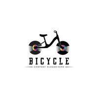 vector de icono de logotipo de bicicleta, vehículo para deportes, carreras, casual, cuesta abajo, plantilla retro