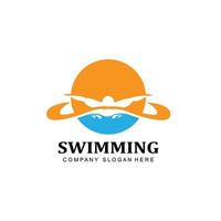 swimming pool logo vector icon, swimmer athlete, concept inspiration