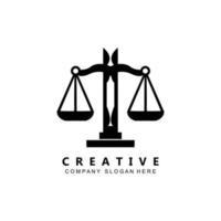 Lawyer or Justice law logo vector design, icon illustration