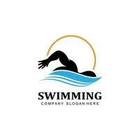 swimming pool logo vector icon, swimmer athlete, concept inspiration