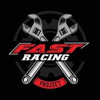fast racing logo background design, automotive vehicle repair, suitable for screen printing, stickers, banners, teams, companies vector