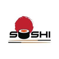 vector de logotipo de comida japonesa de sushi, con una variedad de carne de marisco, diseño de fondo adecuado para pegatinas, serigrafía, pancartas, desolladores, empresas