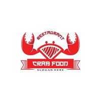 Red Crab Sea Animal Logo Vector, Seafood Making Ingredients, Illustration Design Suitable For Stickers, Screen Printing, Banners, Restaurant Companies vector
