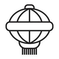 Chinese lantern line art vector icon for apps or websites