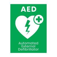 Green automated external defibrillator sign for apps or websites vector