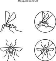 conjunto de iconos de línea plana de mosquitos. símbolo vectorial de control de insectos, ilustración plana simple para sitio web o aplicación móvil. vector