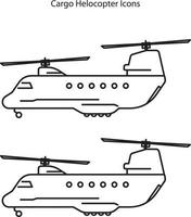 cargo helicopter icons set isolated on white background. helicopter icon thin line outline linear helicopter symbol for logo, web, app, UI. helicopter icon simple sign. vector