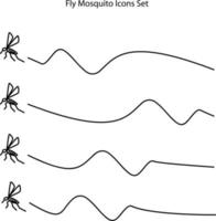 conjunto de iconos de línea plana de mosquitos. símbolo vectorial de control de insectos, ilustración plana simple para sitio web o aplicación móvil. vector