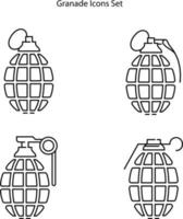 grenade icons set isolated on white background. grenade icon thin line outline linear grenade symbol for logo, web, app, UI. grenade icon simple sign. vector