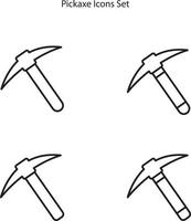 Pickaxe icons set isolated on white background. Pickaxe icon trendy and modern Pickaxe symbol for logo, web, app, UI. Pickaxe icon simple sign. vector