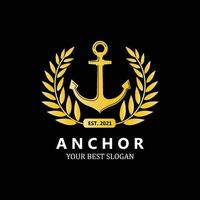 ship anchor logo icon vector, port, retro design illustration vector