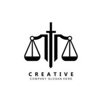 Lawyer or Justice law logo vector design, icon illustration