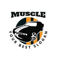 American muscle car logo vector.vintage design, old style o classic car garage, shop, restauración de automóviles reparación y carreras, concepto retro vector