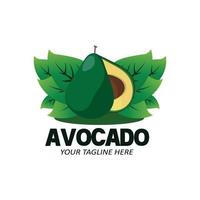 Vector Illustration Of Avocado Fruit Logo Fresh Fruit In Green Color, Available On The Market Can Be For Fruit Juice Or For Body Health, Screen Printing Design, Sticker, Banner, Fruit Company