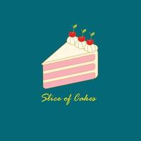 Slice of cake vector illustrstion, cake icon, cake cartoon with text.