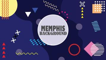 Dark blue abstract Memphis background. vector