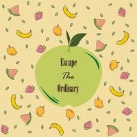 Apple quote with fruits background. Apple pattern. vector