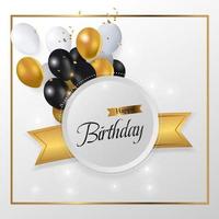 rounded white birthday banner ballons ornament vector