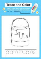 Trace and Color worksheets with the elements vector