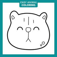 Coloring with cute animal head cartoon vector