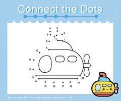 Connect the dots counting numbers 1 to 20 puzzle worksheet with Transportation vector