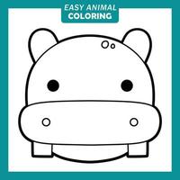 Coloring with cute animal head cartoon vector