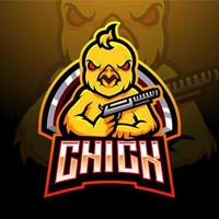 Chick esport logo mascot  logo design vector