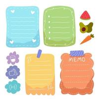 Set of Colorful Cute Vintage Baby Daily Planner Scrapbook Memo Note Paper Schedule Template Sticker Label or symbol set element bundle, Paper sheet with to do list, Isolated Background vector