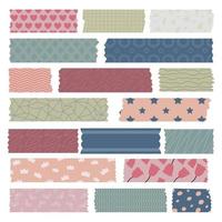 Pastel Pattern Vintage Washi Tape Ripped Paper with torn colorful clip art for sticker or stationary texture vector