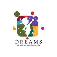 vector icon logo achieve dreams, education, star concept, children