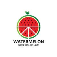 ilustración vectorial del logo rojo de la fruta de la sandía de la fruta fresca, disponible en el mercado, diseño de serigrafía, pegatina, pancarta, empresa de frutas vector