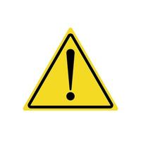 Danger warning yellow triangle sign - black silhouette exclamation mark symbol hazard label. Isolated on white background. vector