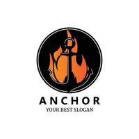 ship anchor logo icon vector, port, retro design illustration vector