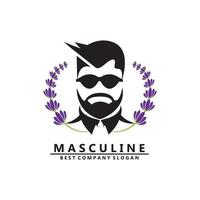 masculine man logo icon vector with beard, handsome cool dignified appearance