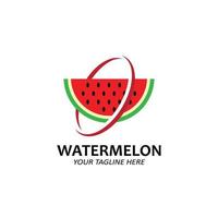 Vector Illustration Of Fresh Fruit Watermelon Fruit Logo Red, Available In The Market, Screen Printing Design, Sticker, Banner, Fruit Company