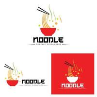 A collection of noodle logo inspiration. Chinese food and bowl design template. Retro Concept Illustration