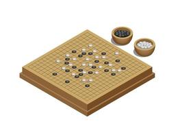 GO Japanese traditional table game in isometric illustration vector