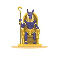 anubis egipto dios sentarse en altar figura caricatura ilustración vector